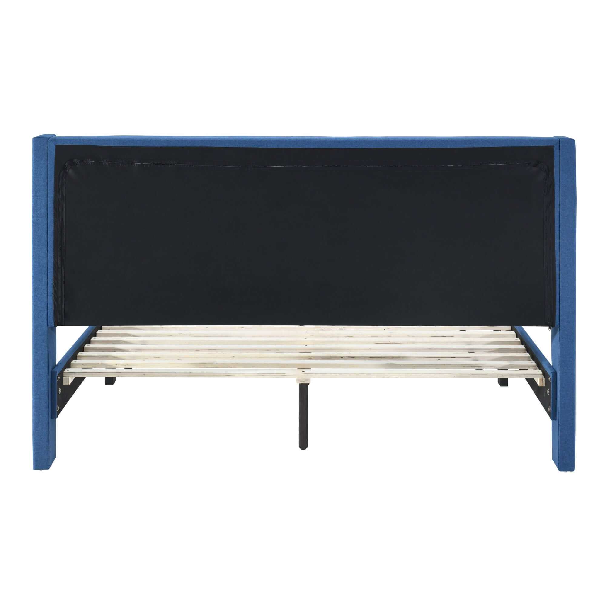 Samson Winged Headboard Luxurious Queen Bed - Blue