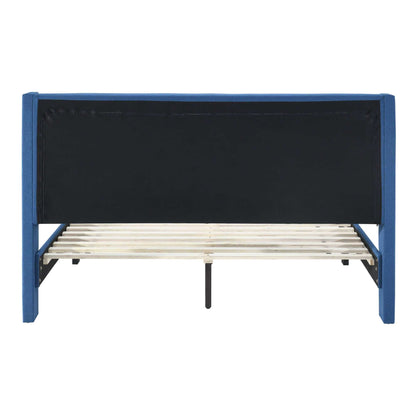 Samson Winged Headboard Luxurious Queen Bed - Blue