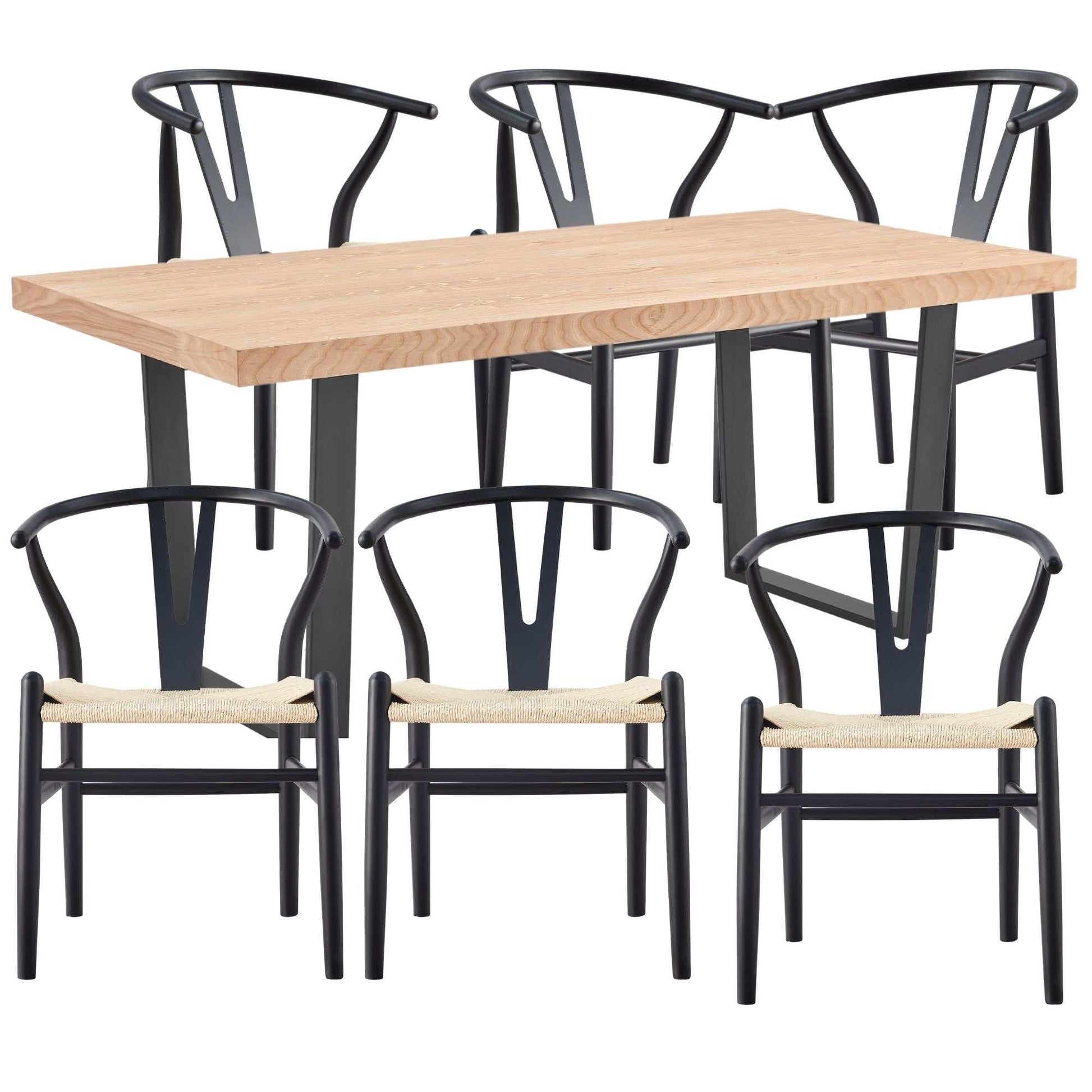 Petunia 7pc 180cm Dining Table Set 6 Chairs Elm Timber Wood Metal Leg