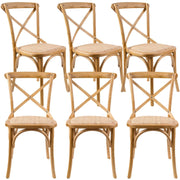 Aster Crossback Dining Chair Set of 6 Solid Birch Timber Wood Ratan Se