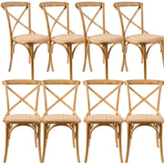Aster Crossback Dining Chair Set of 8 Solid Birch Timber Wood Ratan Se