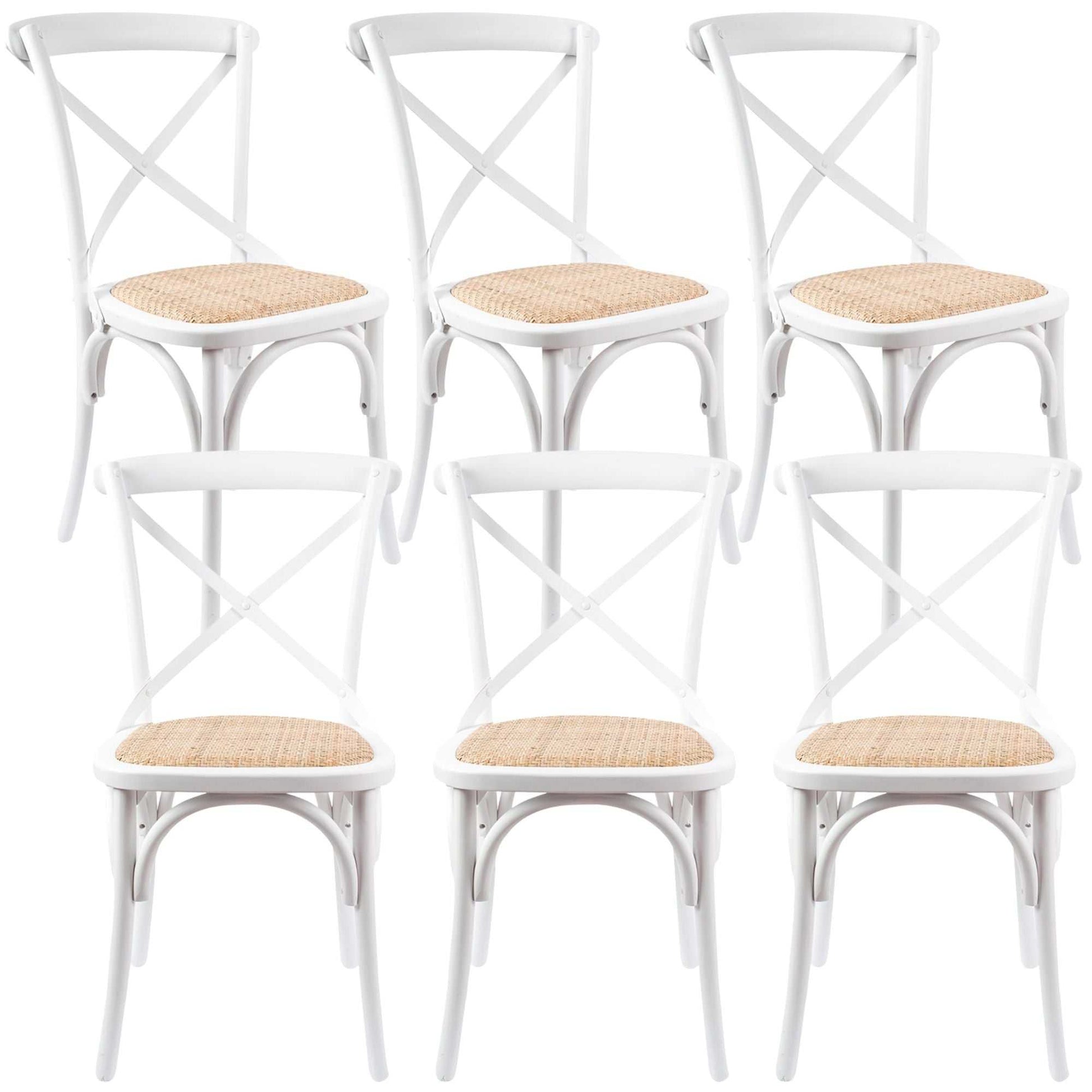 Aster Crossback Dining Chair Set of 6 Solid Birch Timber Wood Ratan Se