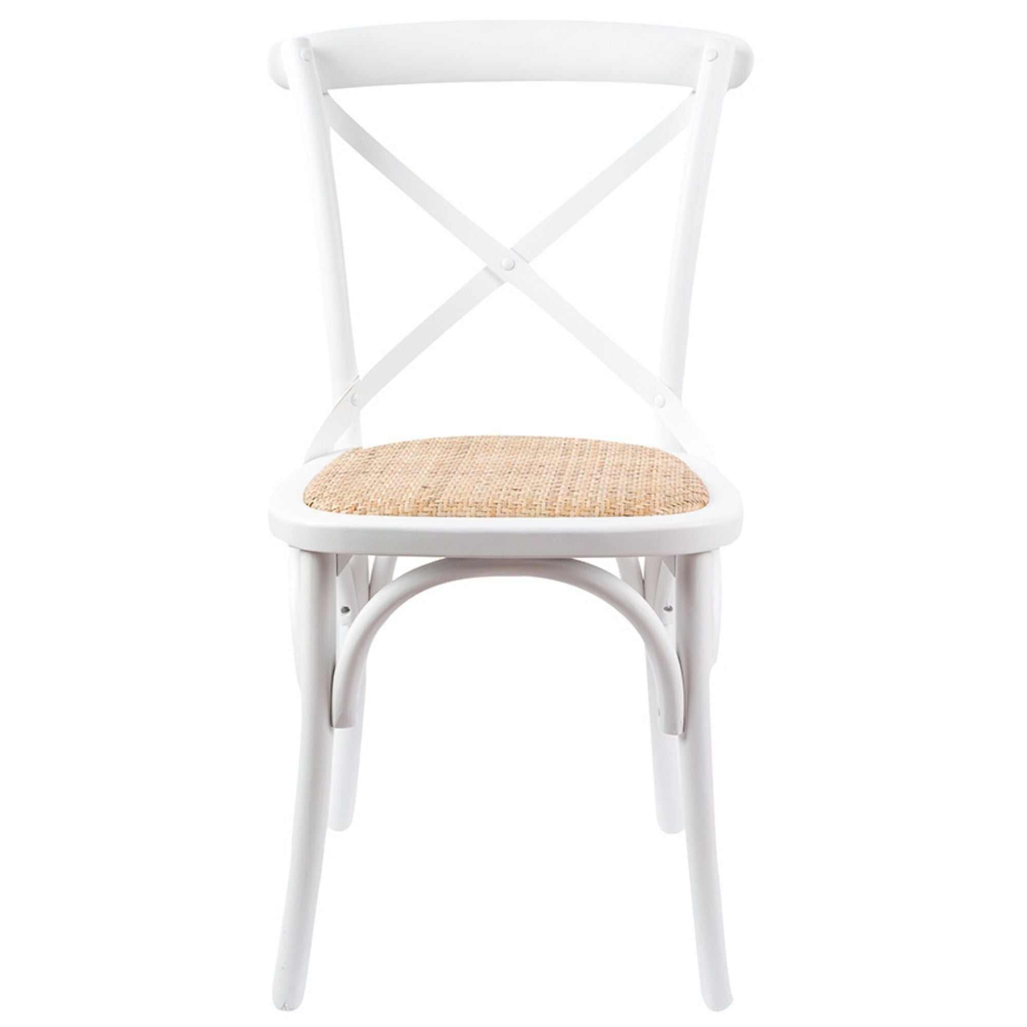 Aster Crossback Dining Chair Set of 6 Solid Birch Timber Wood Ratan Seat - White