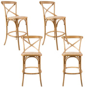 Aster 4pc Crossback Bar Stools Dining Chair Solid Birch Timber Rattan 
