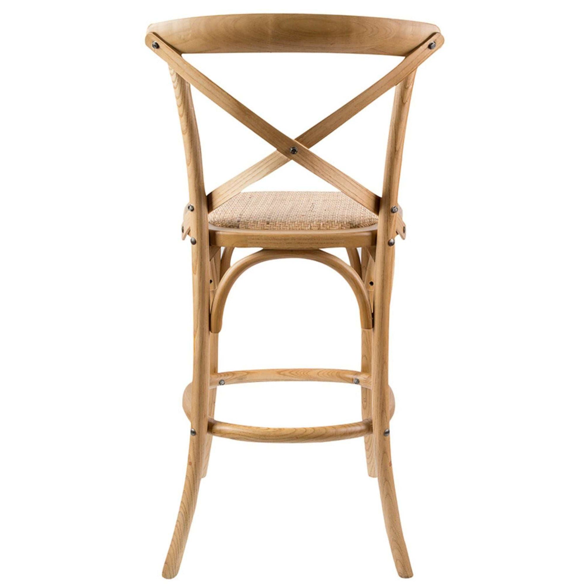 Aster 4pc Crossback Bar Stools Dining Chair Solid Birch Timber Rattan 