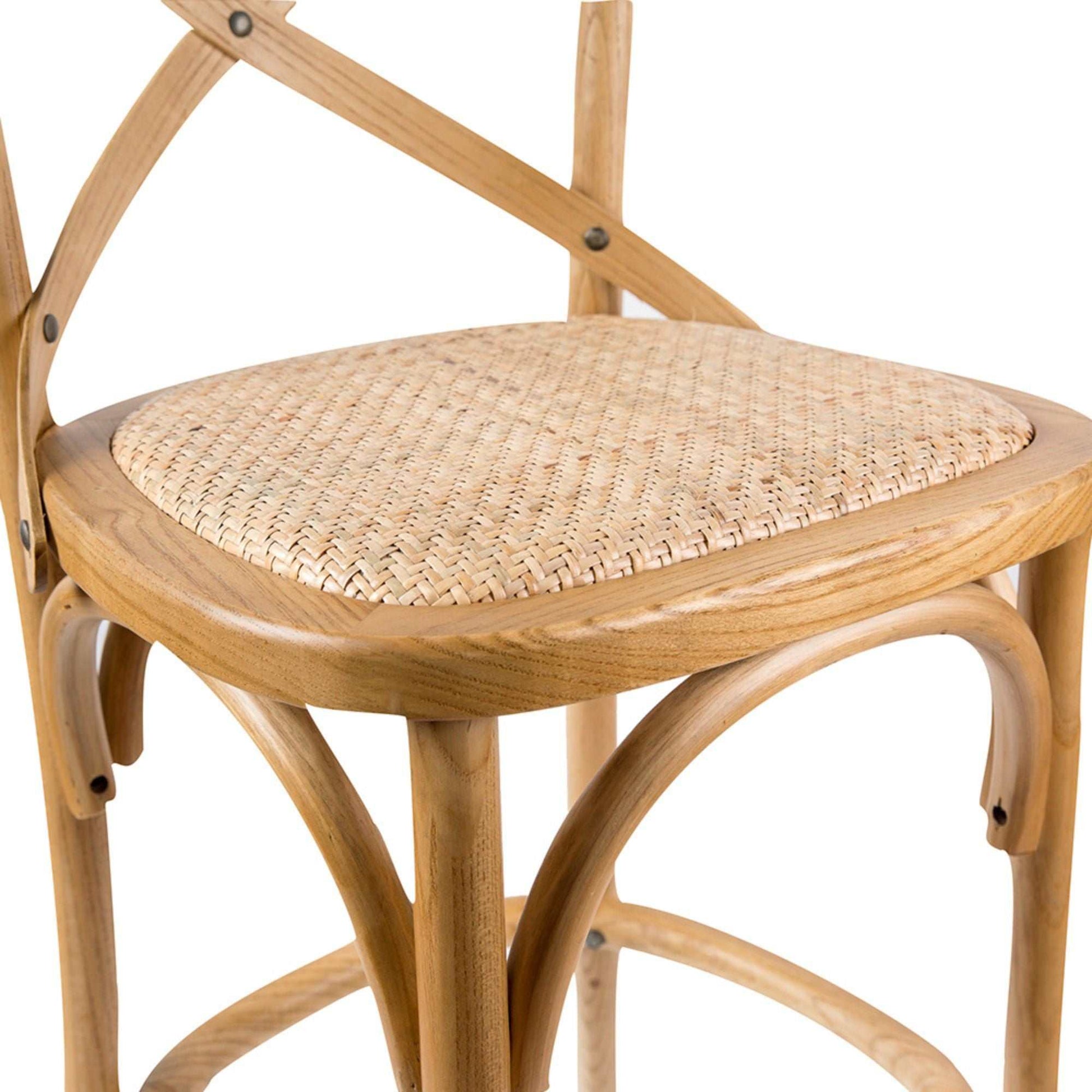 Aster 4pc Crossback Bar Stools Dining Chair Solid Birch Timber Rattan 
