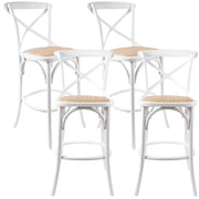 Aster 4pc Crossback Bar Stools Dining Chair Solid Birch Timber Rattan 