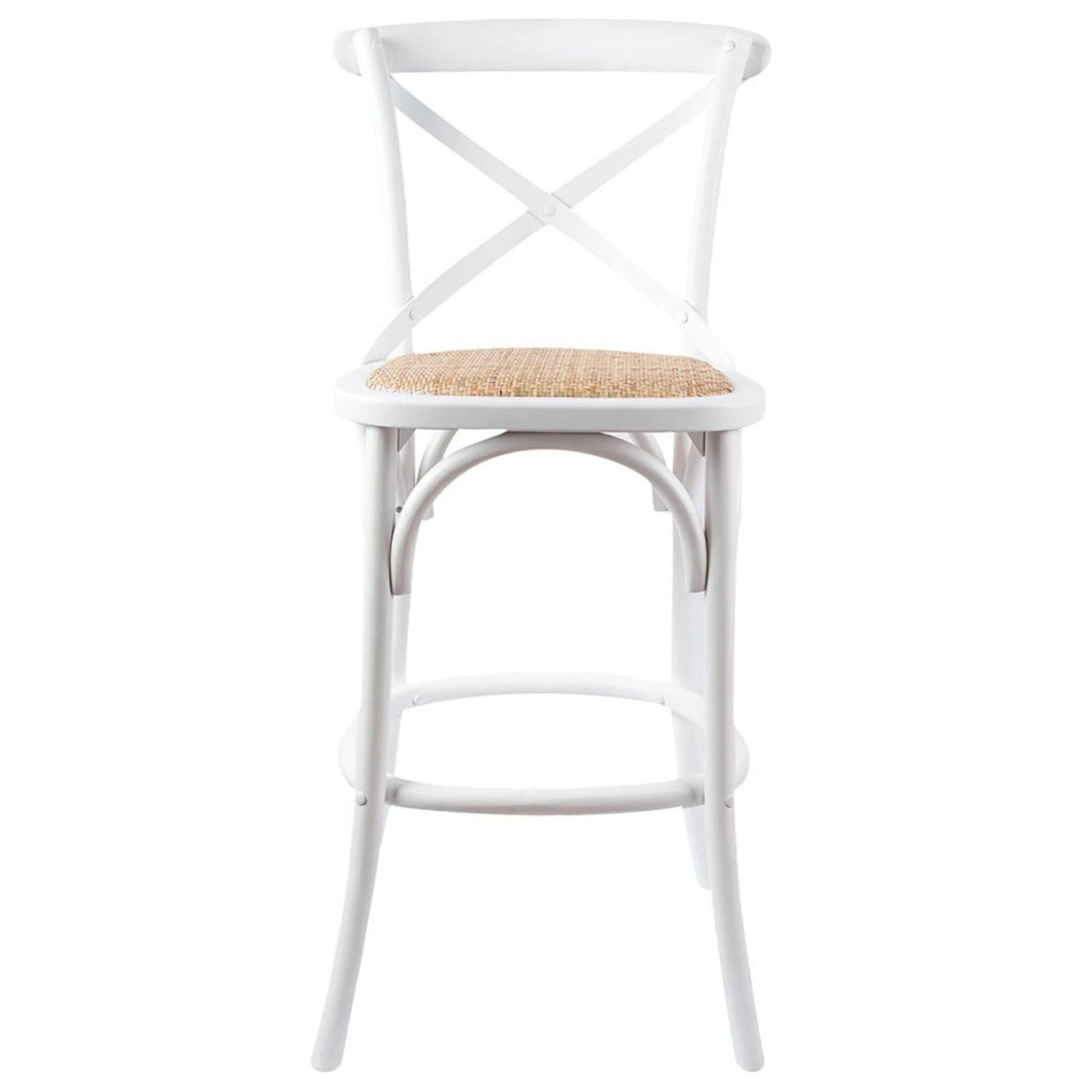 Aster 4pc Crossback Bar Stools Dining Chair Solid Birch Timber Rattan 