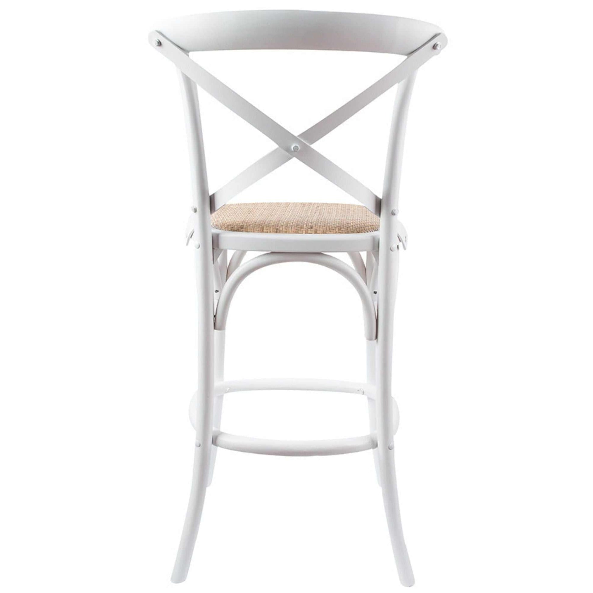 Aster 4pc Crossback Bar Stools Dining Chair Solid Birch Timber Rattan 