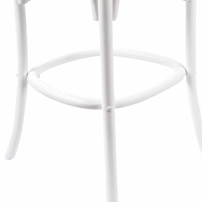 Aster 4pc Crossback Bar Stools Dining Chair Solid Birch Timber Rattan Seat White