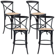 Aster 4pc Crossback Bar Stools Dining Chair Solid Birch Timber Rattan 