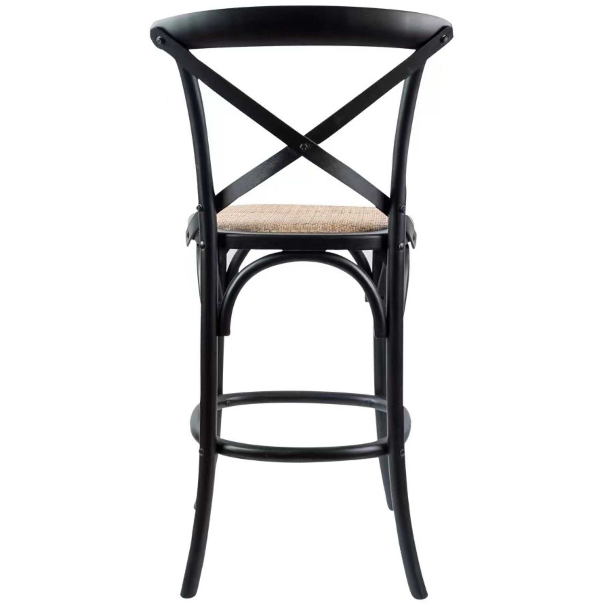 Aster 4pc Crossback Bar Stools Dining Chair Solid Birch Timber Rattan 