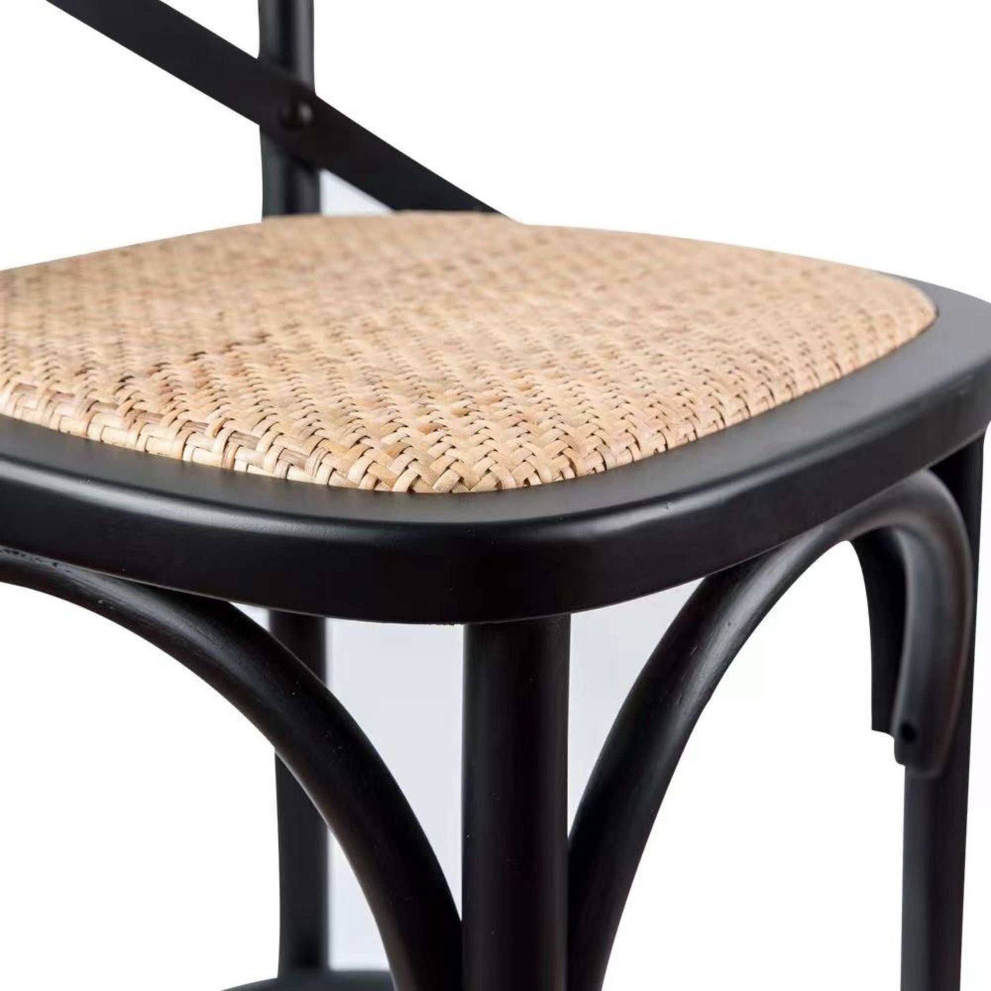 Aster 4pc Crossback Bar Stools Dining Chair Solid Birch Timber Rattan 