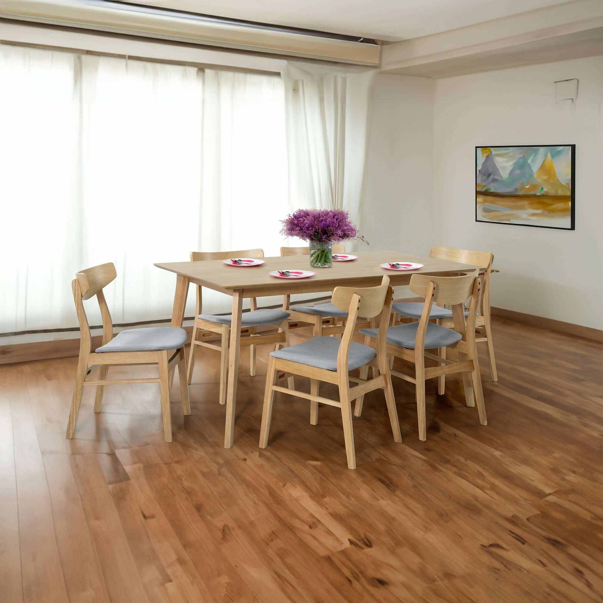 Cusco Scandinavian Dining Set 7pc 150cm Table and 6 Chair