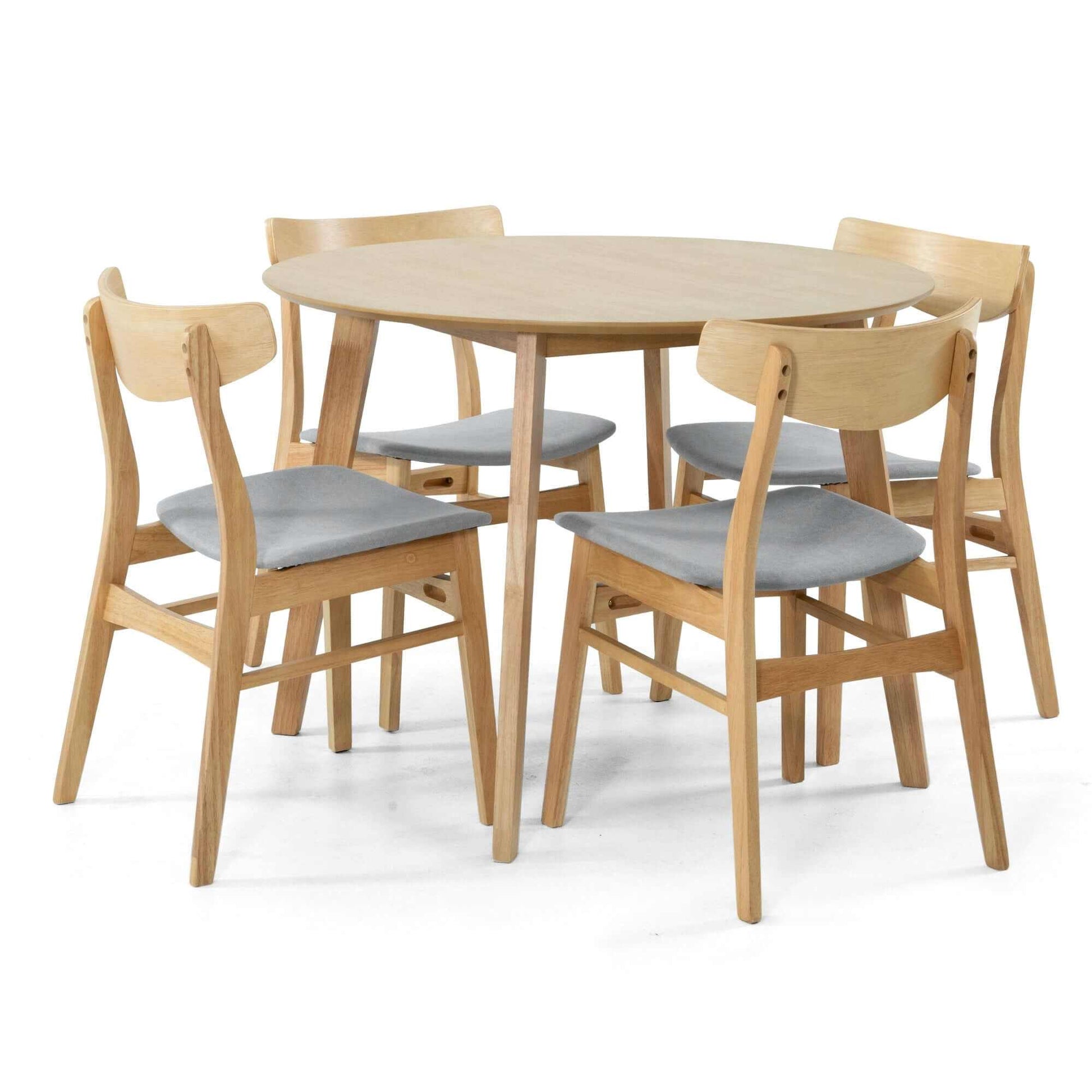 Cusco 5 pc Dining Table Set 100cm and 4 Fabric Seat Scandinavian Chair