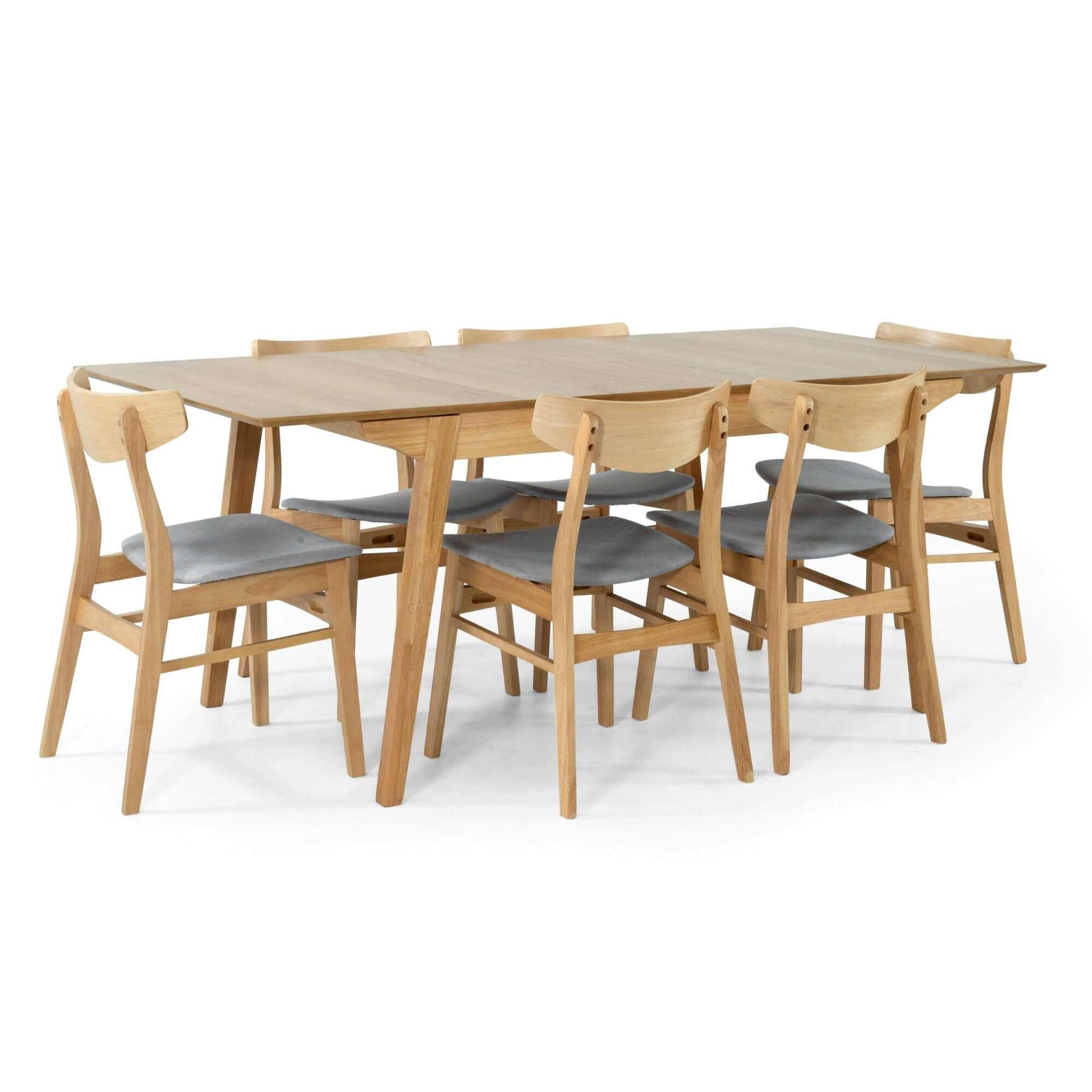 Cusco Scandi Dining Table 7pc Set and 6 Chairs