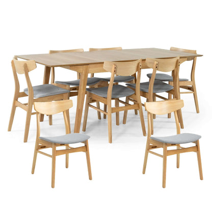 Cusco 9pc Set Dining Set 150 - 190cm Extendable Table 8 Chair Scandina