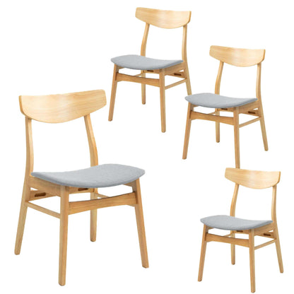 Cusco 4pc Set Dining Chair Fabric Seat Scandinavian Style Solid Rubber