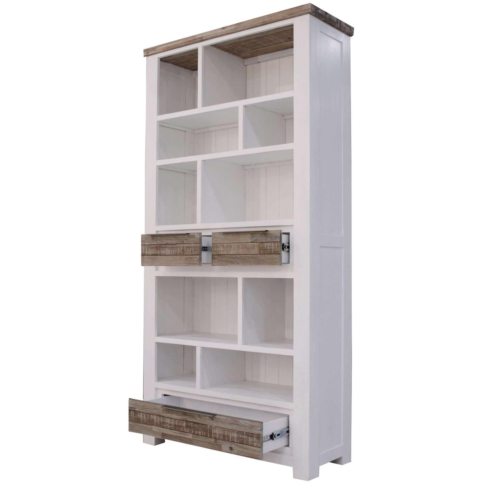 Plumeria 200cm Bookcase Display Unit Solid Acacia Timber Wood