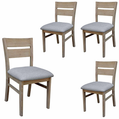 Tyler 4pc Set Dining Chair Fabric Seat Solid Acacia Wood Brushed Smoke