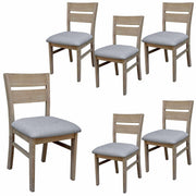 Tyler Solid Acacia Wood Dining Room Chairs Set of 6 - Brushed Smoke