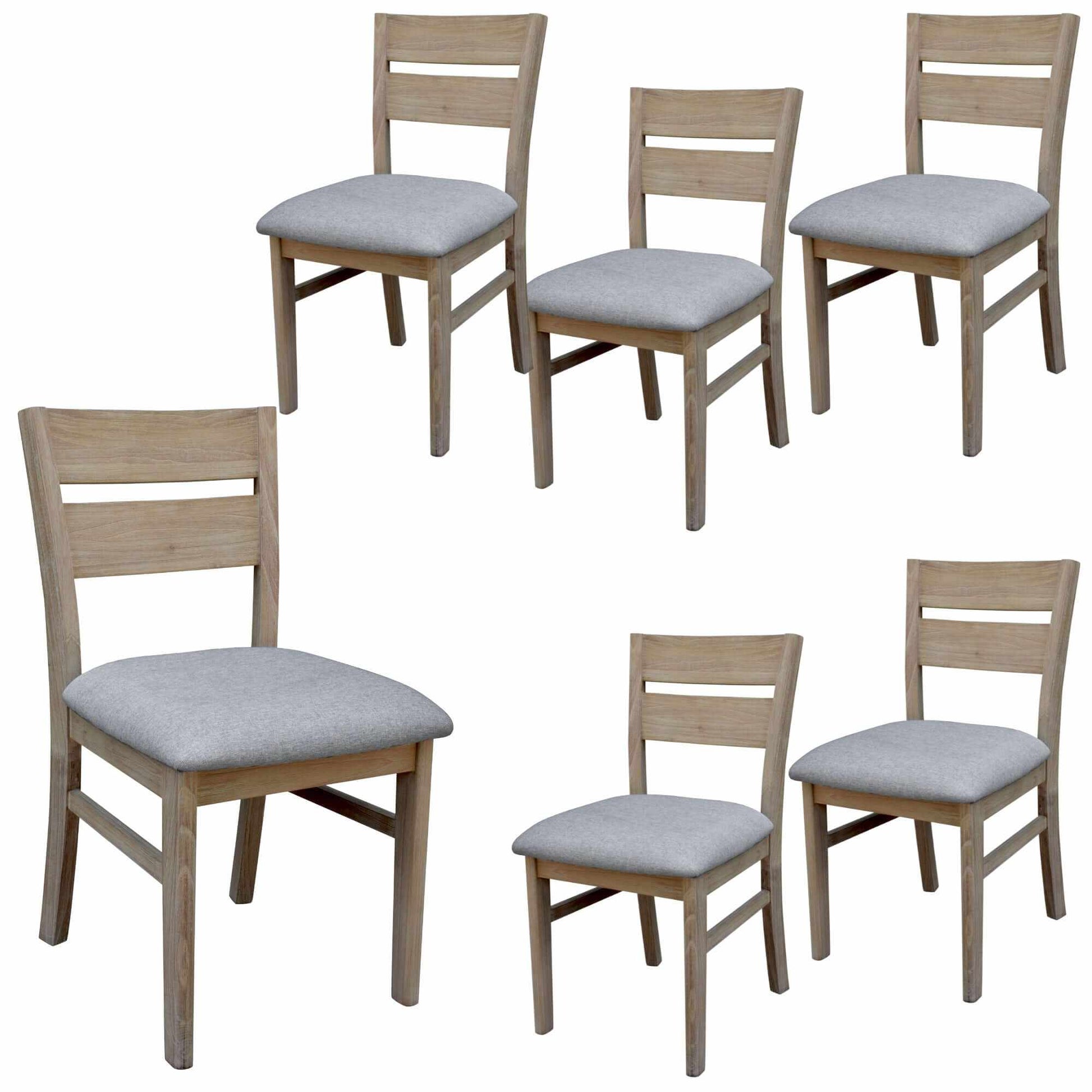 Tyler Solid Acacia Wood Dining Room Chairs Set of 6 - Brushed Smoke