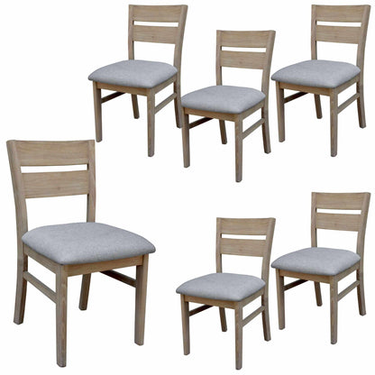 Tyler 6pc Set Dining Room Chair Solid Acacia Wood Brushed Smoke