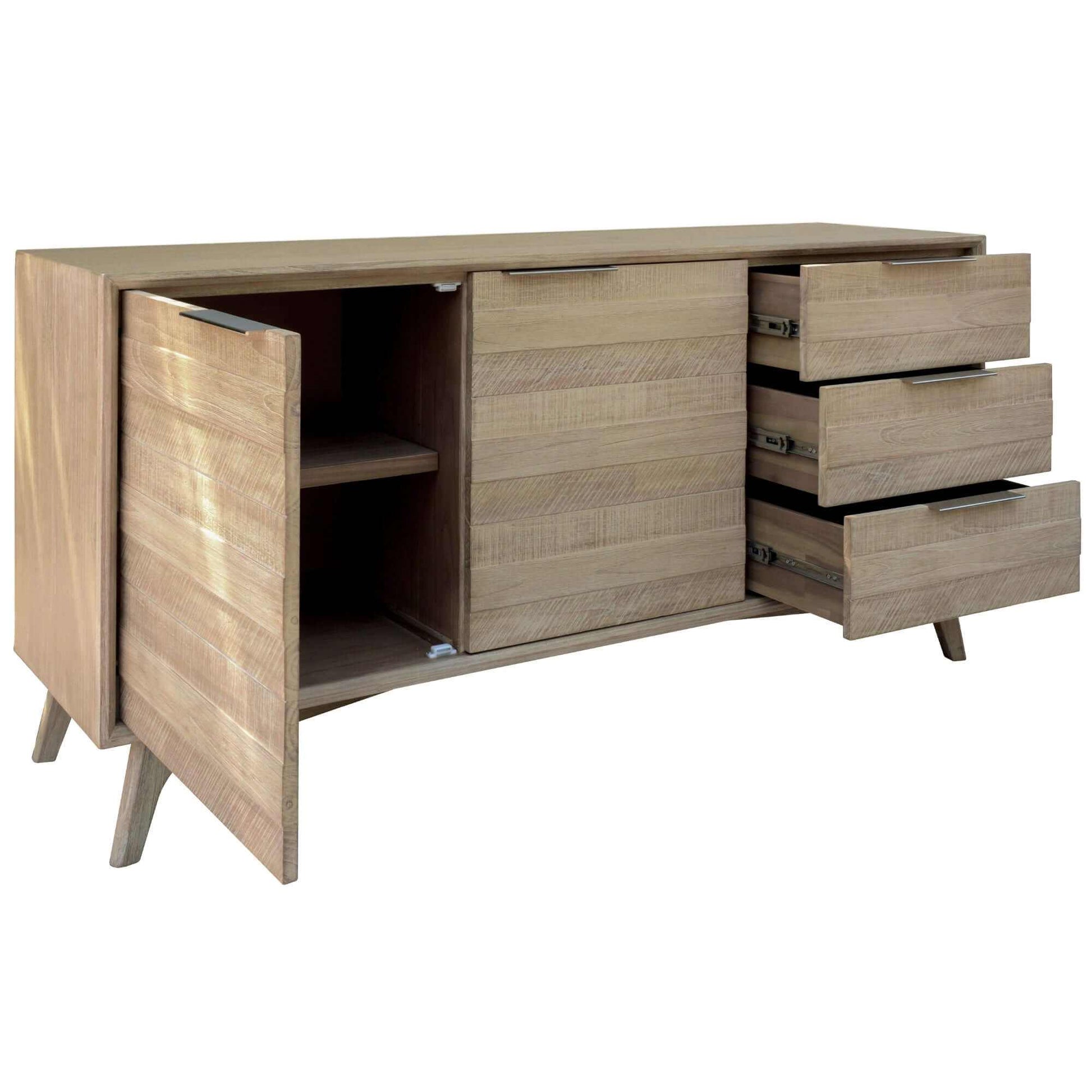 Tyler 166cm Solid Wood Buffet Table 2 Door 3 Drawer - Brushed Smoke