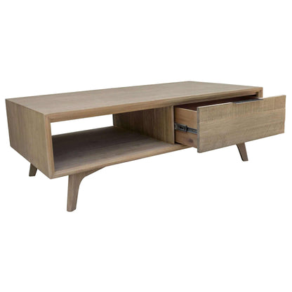 Tyler 2 Drawer 130cm Mid Century Modern Coffee Table - Brushed Smoke