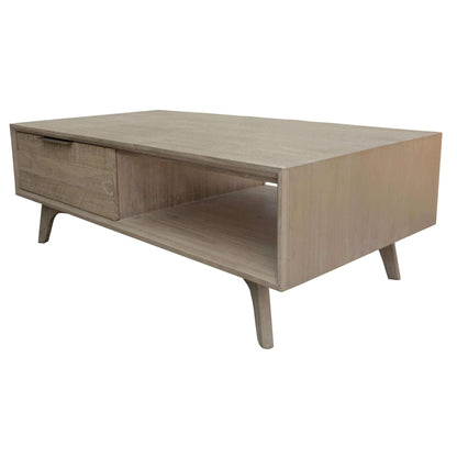 Tyler 2 Drawer 130cm Mid Century Modern Coffee Table - Brushed Smoke