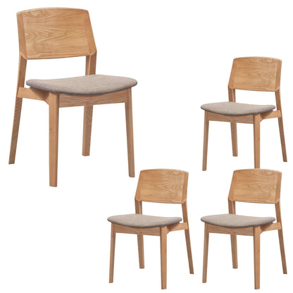 Emilio Scandinavian Style Kitchen Chairs Set of 4 Solid Ash Wood - Oak