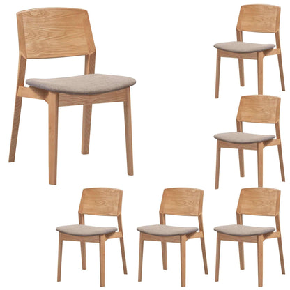 Emilio 6pc Set Dining Chairs Fabric Seat Scandinavian Style Solid Ash 