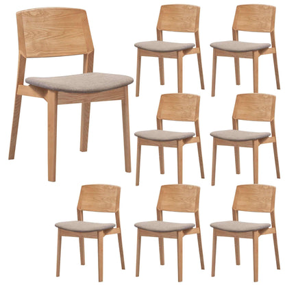 Emilio 8pc Set Dining Chair Fabric Seat Scandinavian Style Solid Ash W