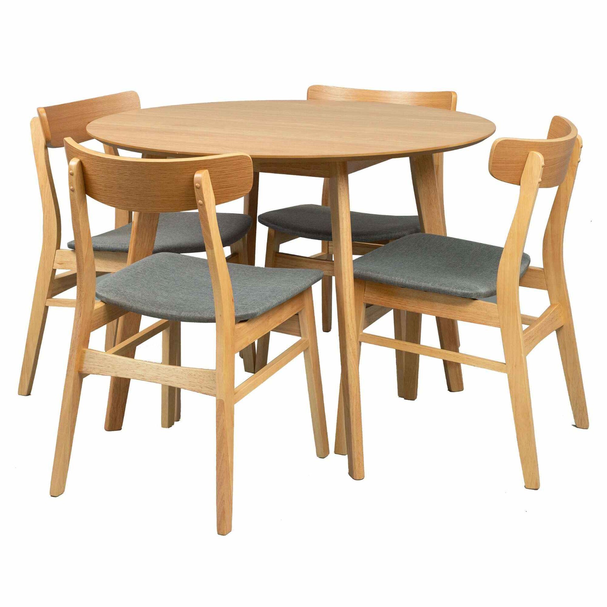 Oscar 5pc Dining Set Scandinavian Style Round Table and Chairs