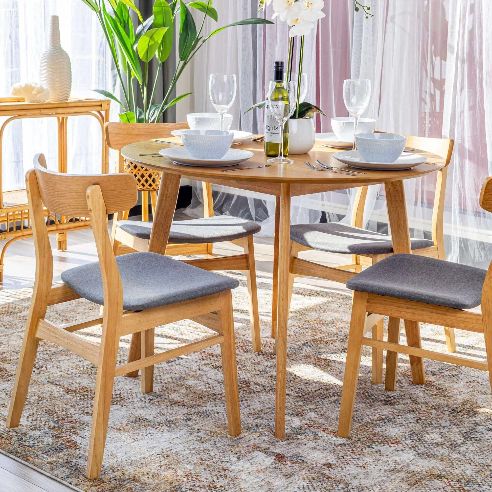 Oscar 5pc Dining Set Scandinavian Style Round Table and Chairs