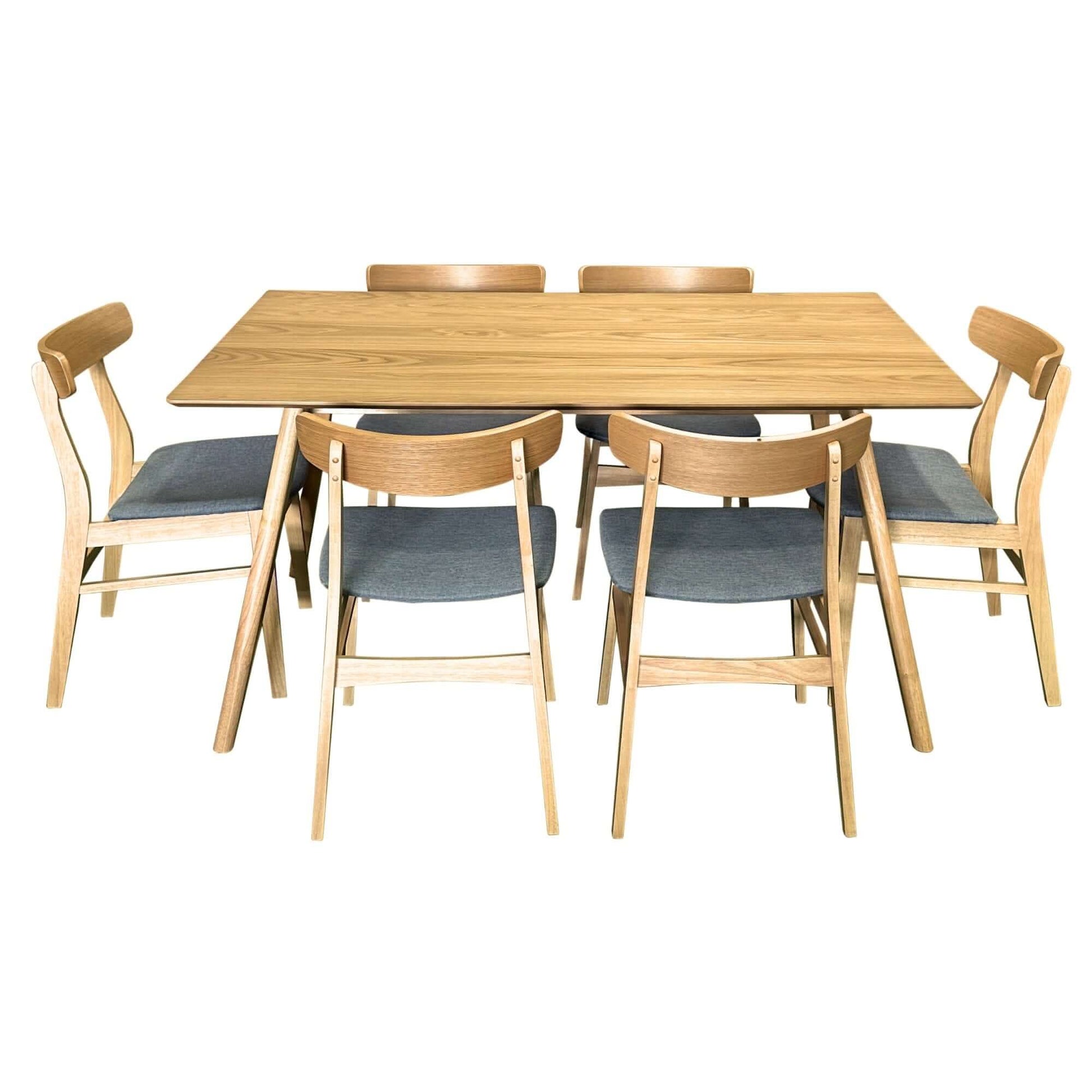Oscar 7pc Scandinavian Dining Table and Chairs