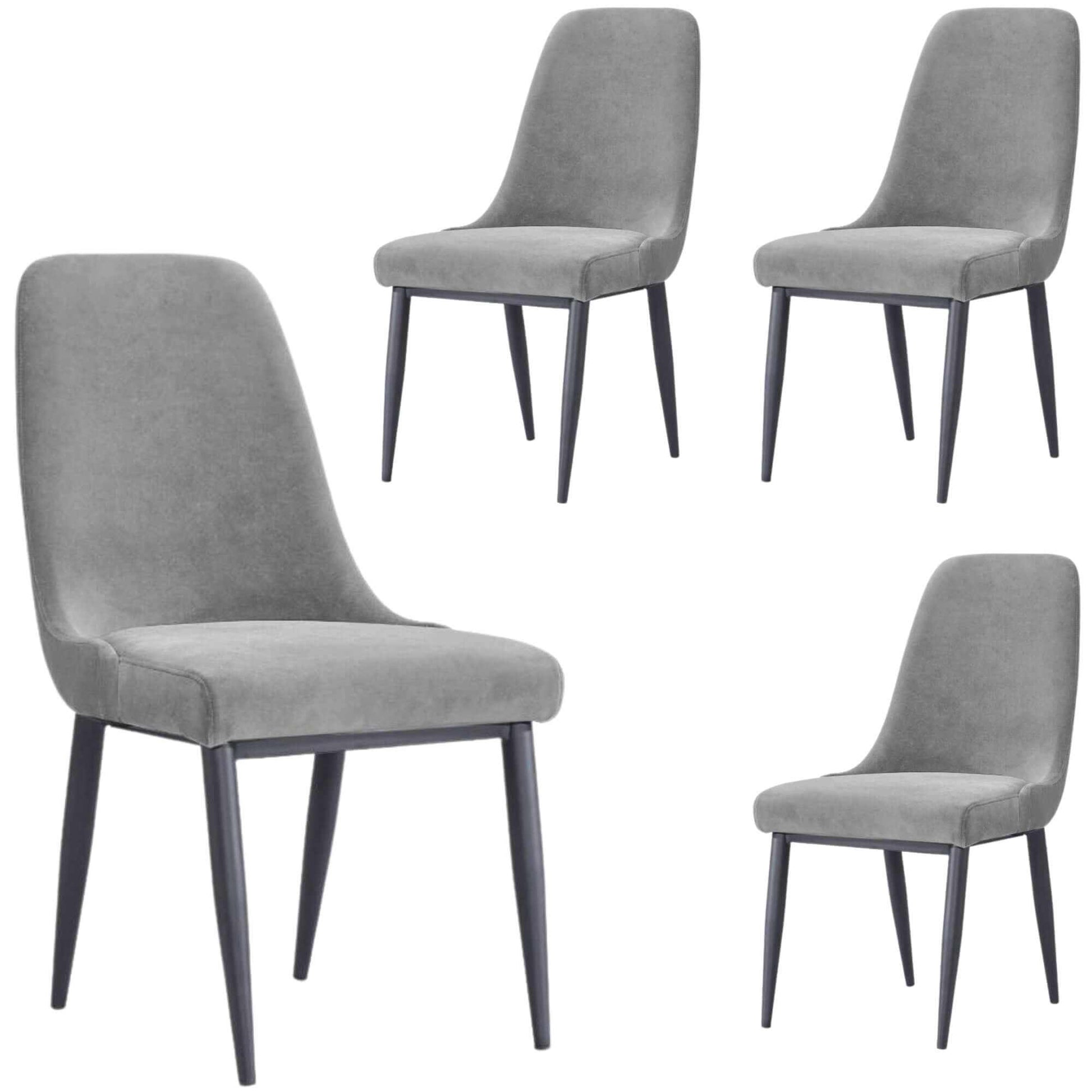 Eva Mid Century Dining Chair Set of 4 - Grey