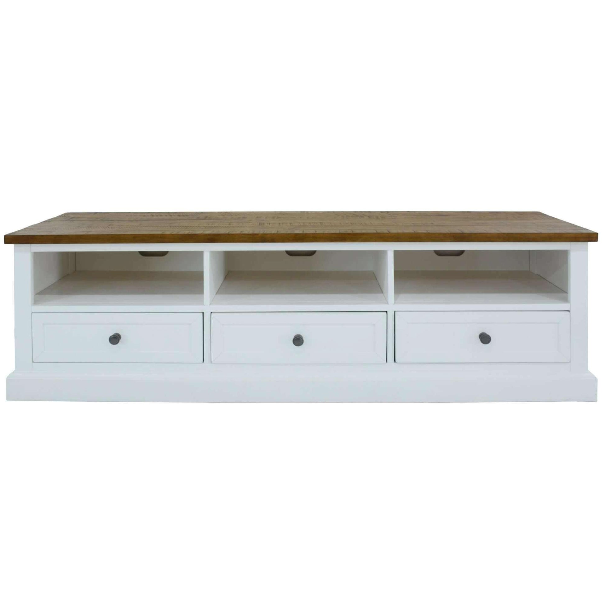 Norah Solid Acacia Wood Hamptons Style entertainment Unit 180cm 3 Draw