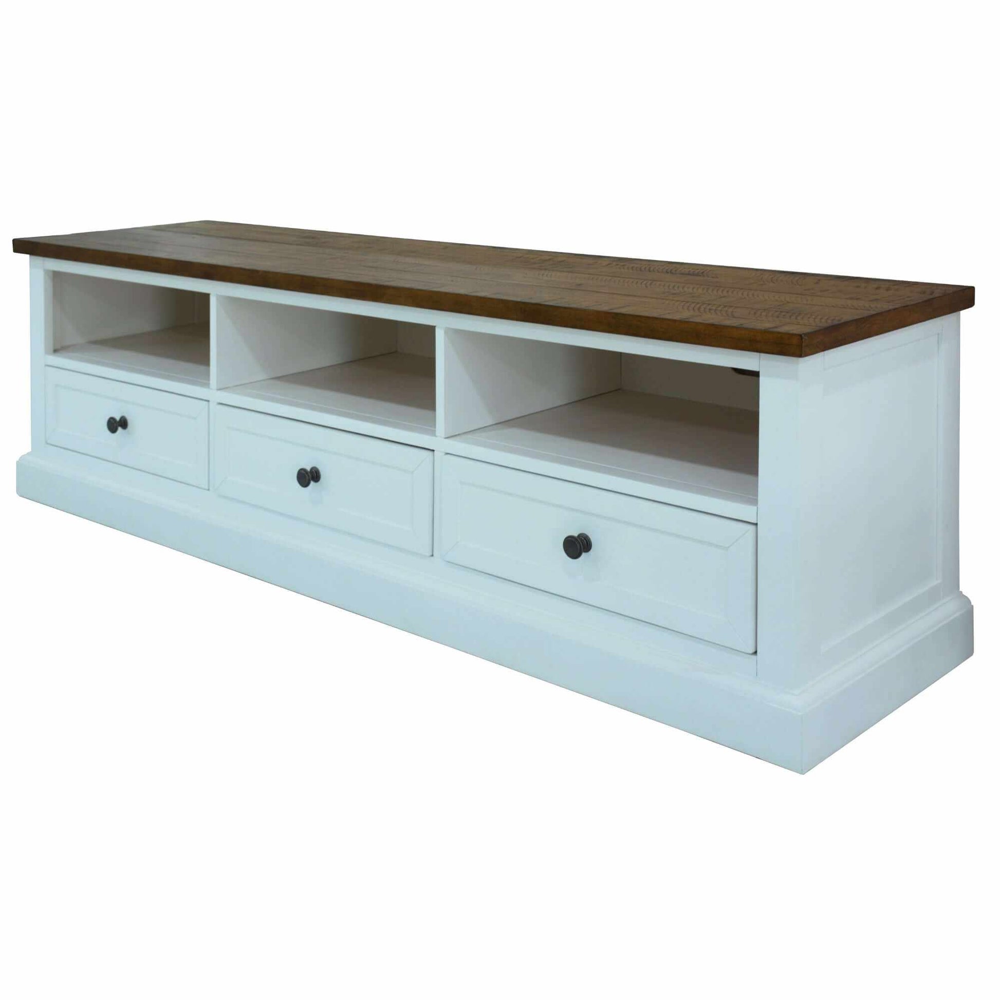 Norah Solid Acacia Wood Hamptons Style entertainment Unit 180cm 3 Draw