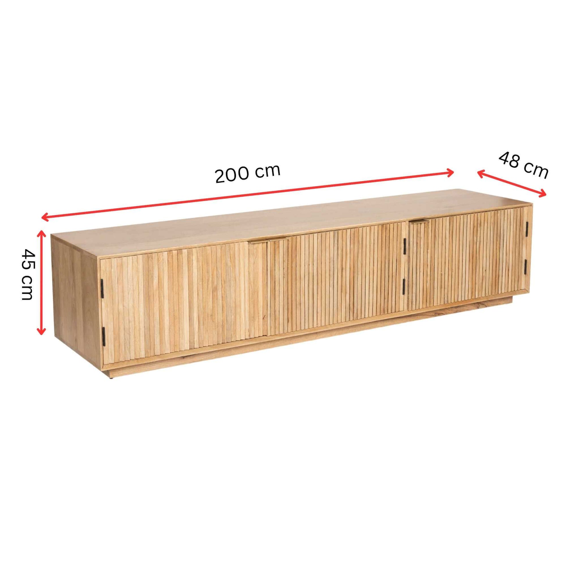 Cyrus Natural Wood TV Console 200cm 3 Door