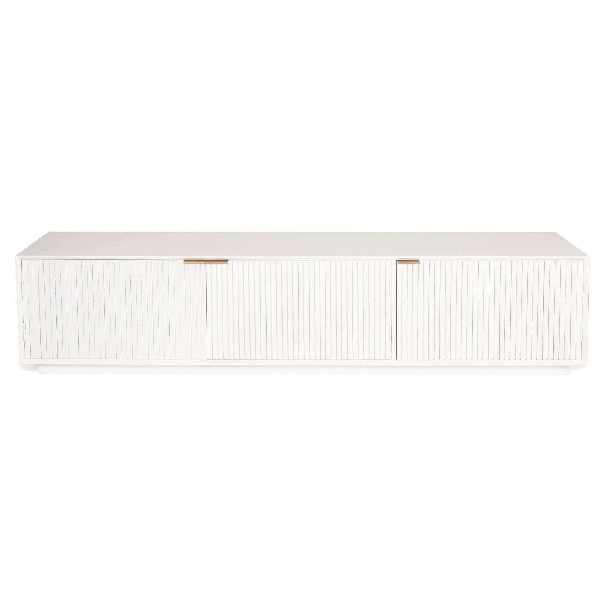 Cyrus 3 Door Solid Mango Wood White TV Cabinet 200cm