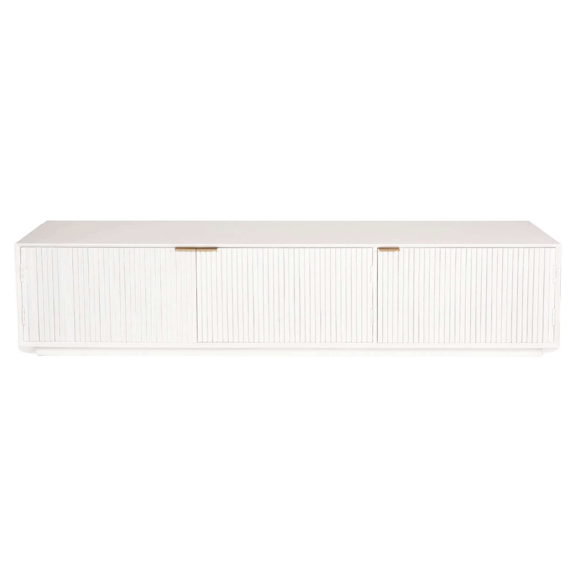 Cyrus 3 Door Solid Mango Wood White TV Cabinet 200cm
