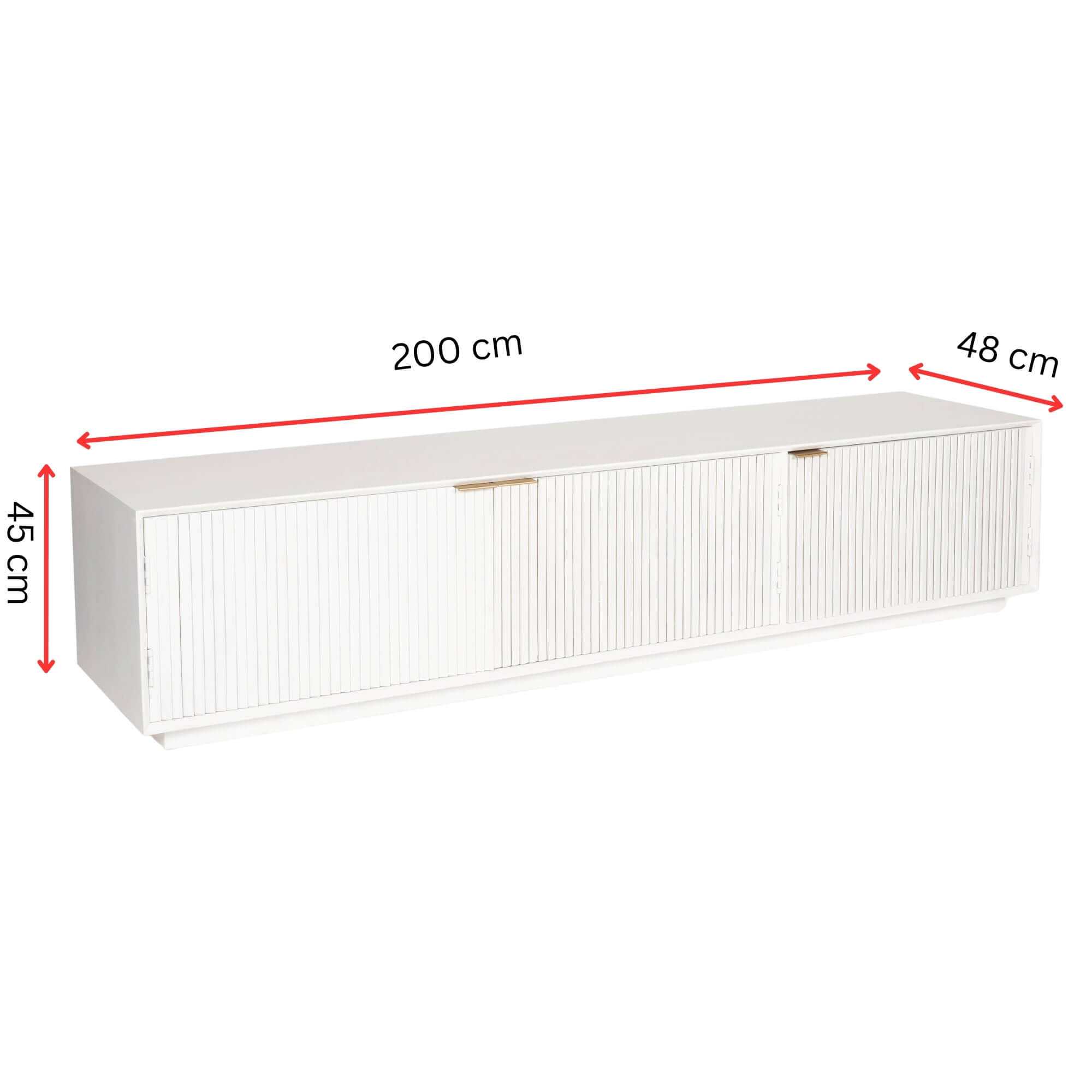 Cyrus 3 Door Solid Mango Wood White TV Cabinet 200cm