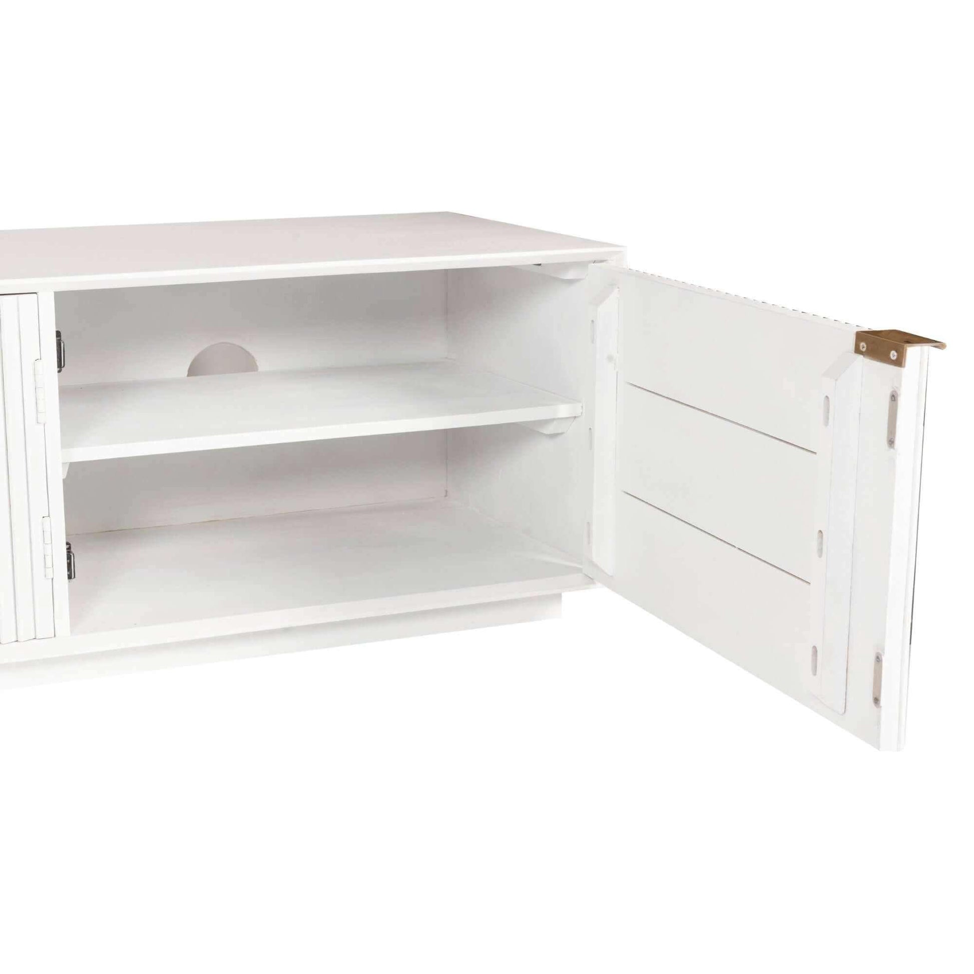 Cyrus 3 Door Solid Mango Wood White TV Cabinet 200cm
