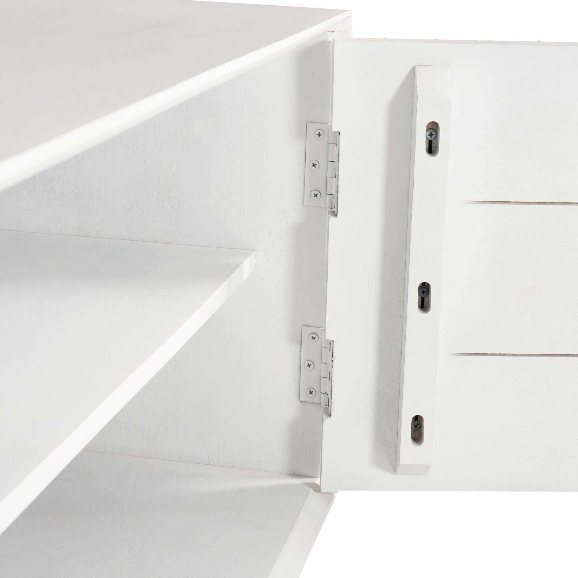 Cyrus 3 Door Solid Mango Wood White TV Cabinet 200cm