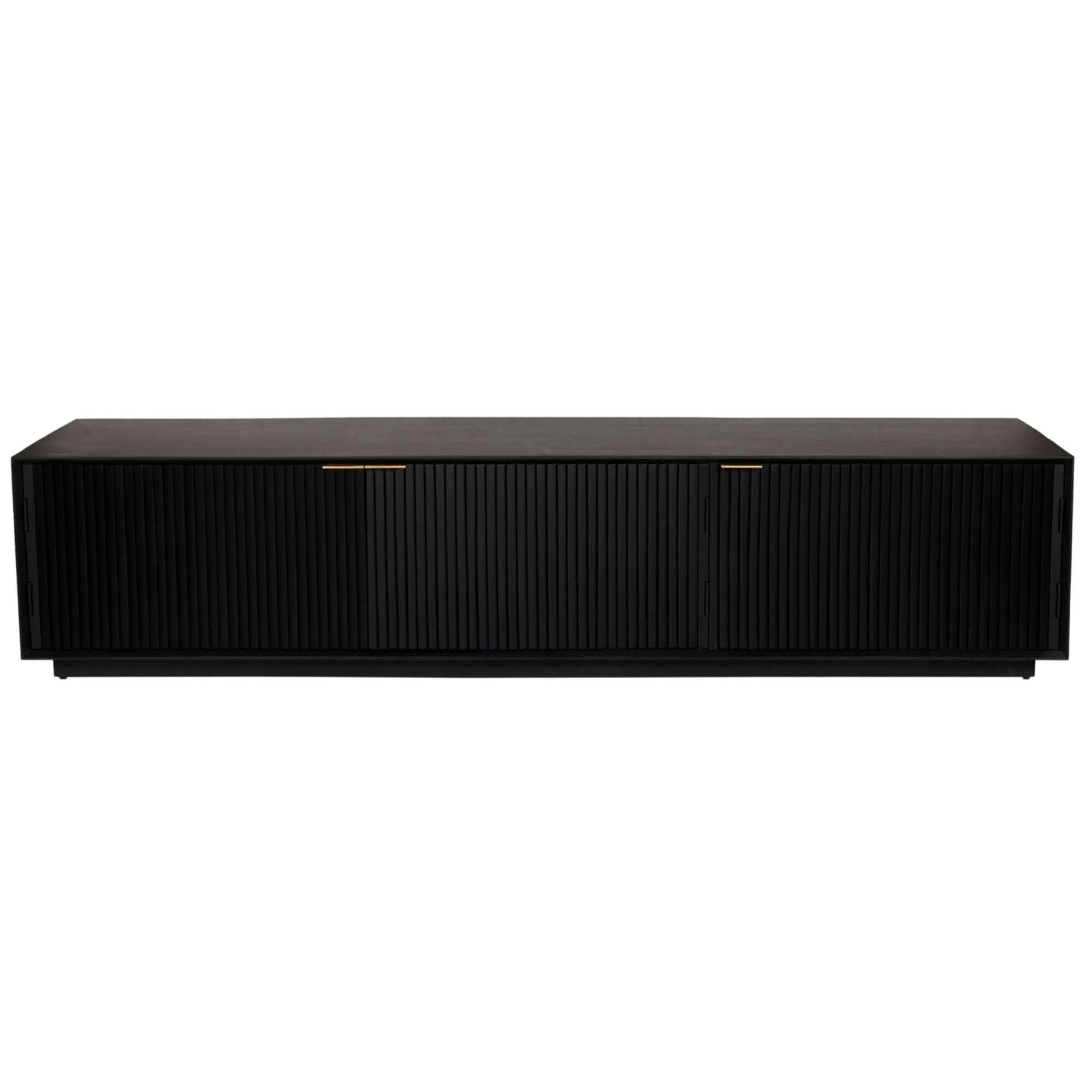 Cyrus 200cm 3 Door Mango Wood Mid Century TV Stand - Black