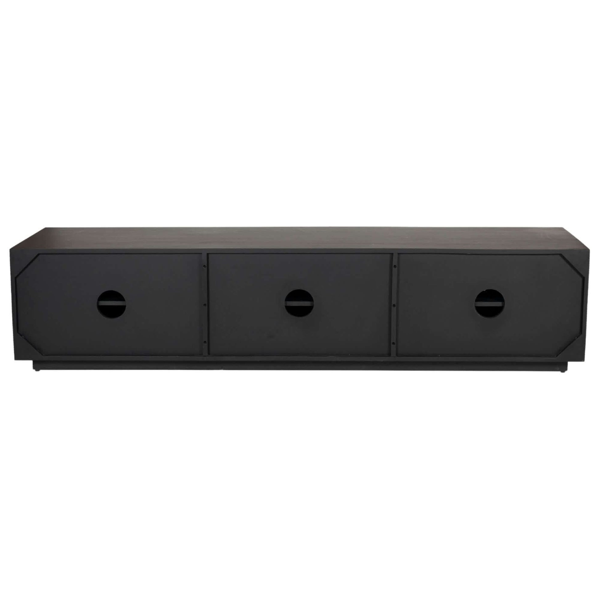 Cyrus 200cm 3 Door Mango Wood Mid Century TV Stand - Black