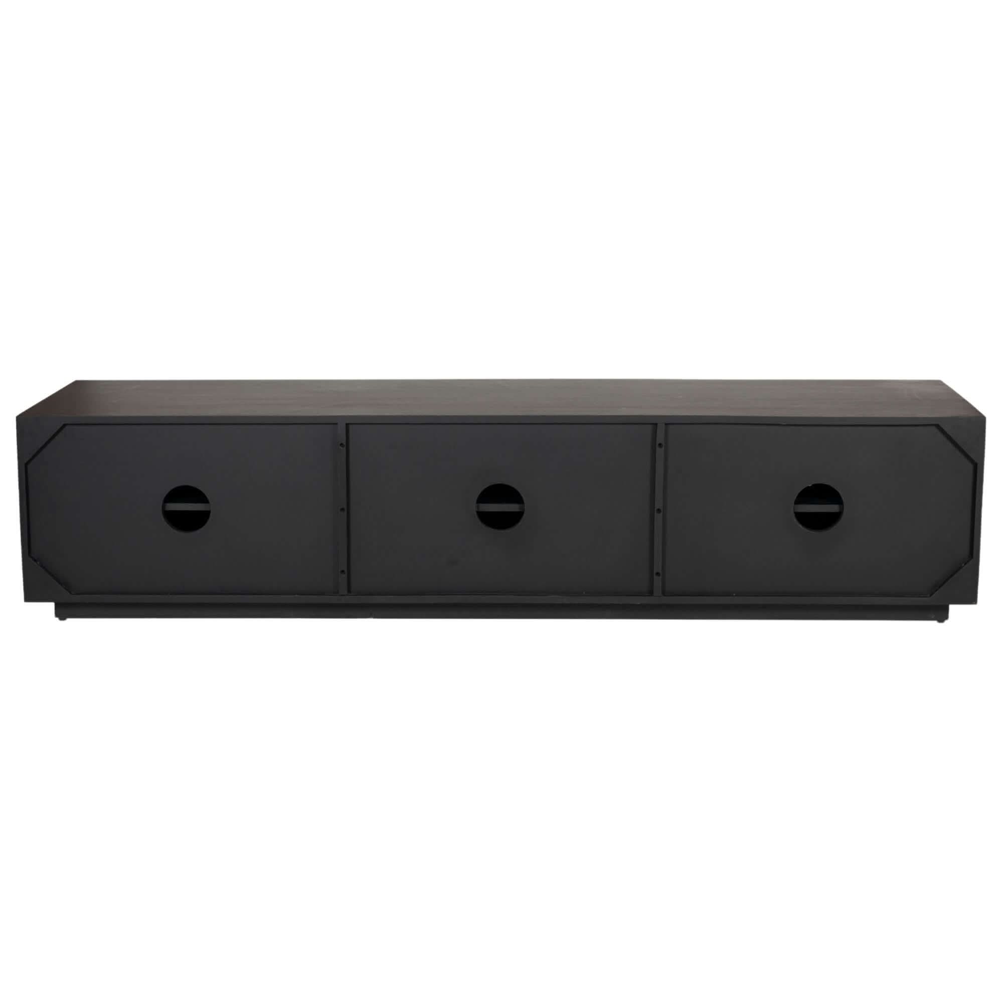 Cyrus 200cm 3 Door Mango Wood Mid Century TV Stand - Black