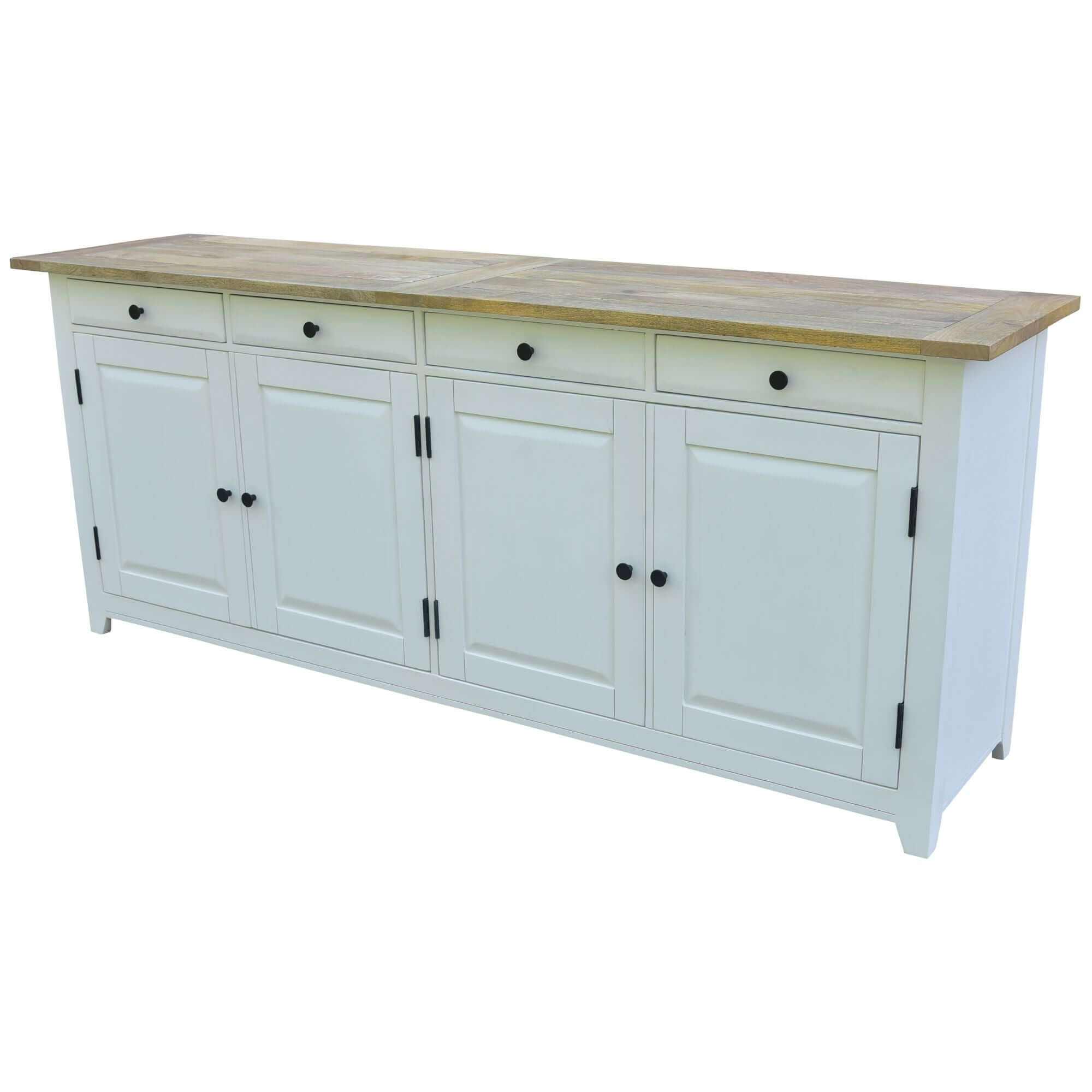 Lavasa Farmhouse Sideboard Cabinet 208cm 4 Doors and Drawers