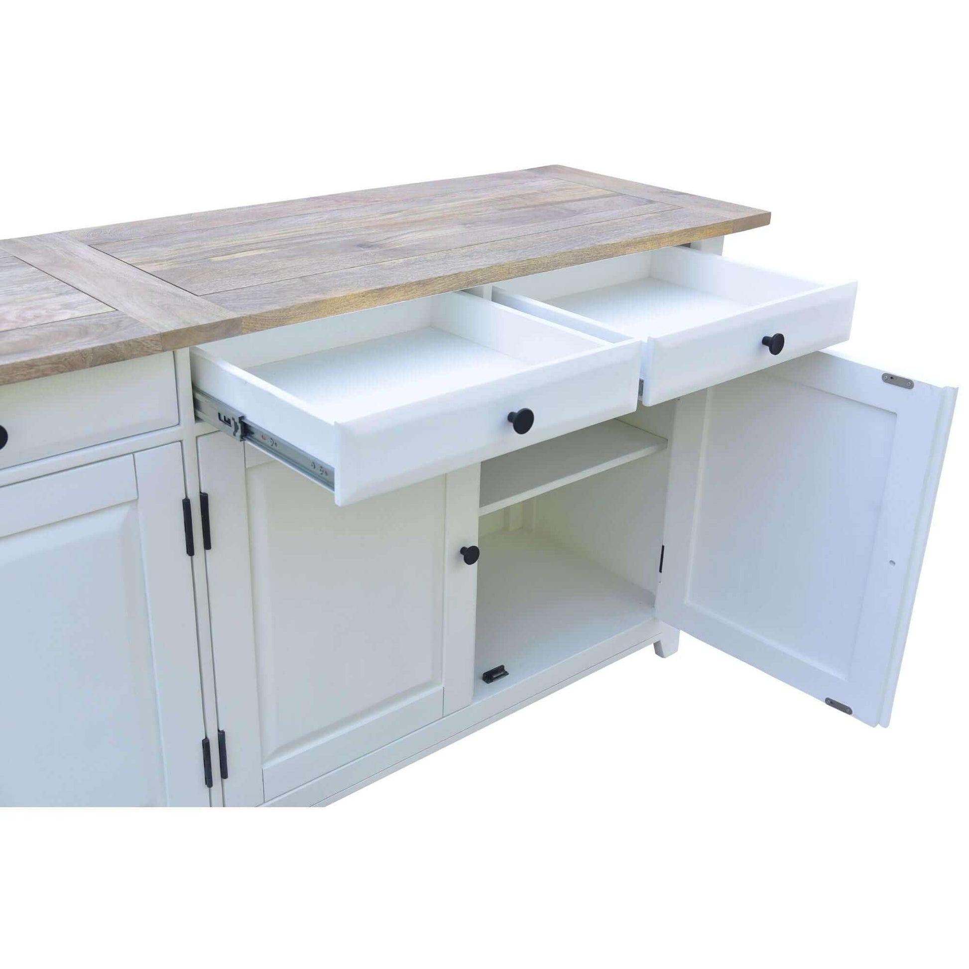 Lavasa Farmhouse Sideboard Cabinet 208cm 4 Doors and Drawers